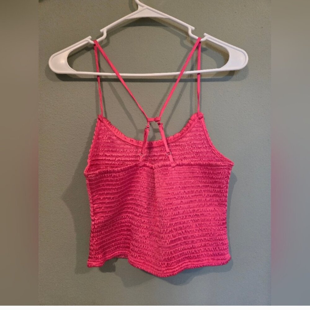 Free People Hot Pink Right On Time Smocked Cami Size Small Spaghetti Strap Top - Picture 5 of 7